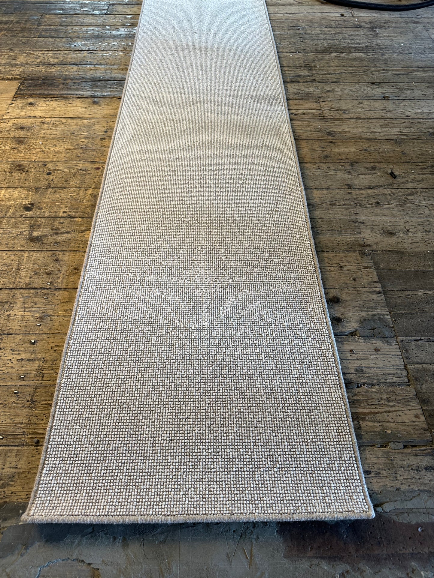 Cream mix 100% wool hallway runner 80cm x 380cm