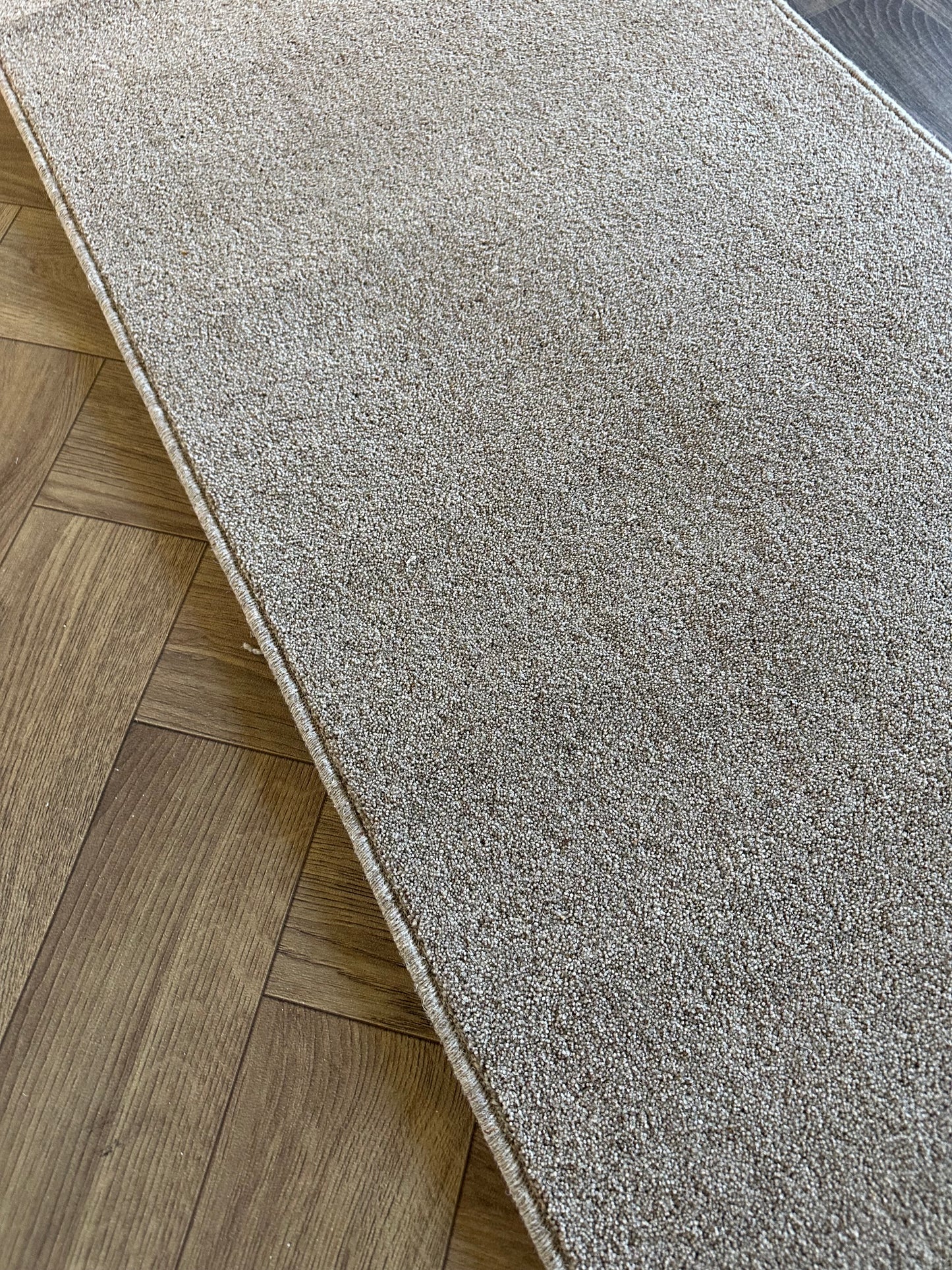 Taupe brown 80/20 wool hallway runner 70cm x 397cm
