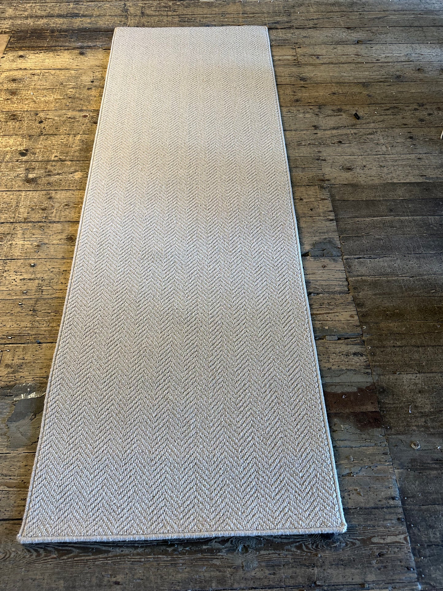Herringbone 100% wool hallway runner 82cm x 238cm