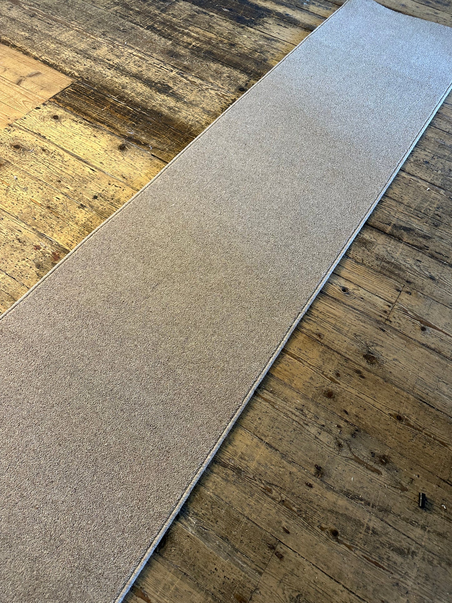 Taupe brown 80/20 wool hallway runner 70cm x 397cm