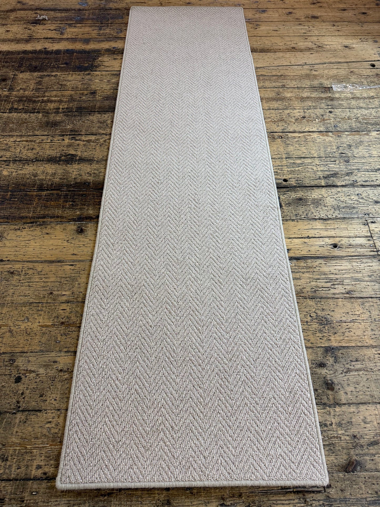 Ecru 100% wool hallway runner 71cm x 252cm