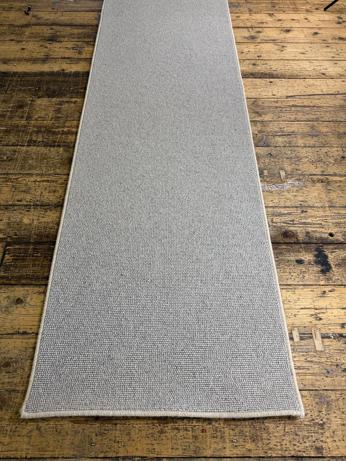 Pewter 100% wool hallway runner 80cm x 255cm