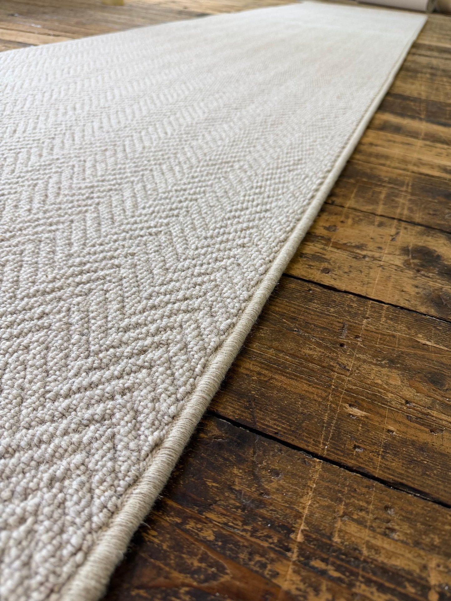 Aran herringbone 100% wool hallway runner 80cm x 350cm