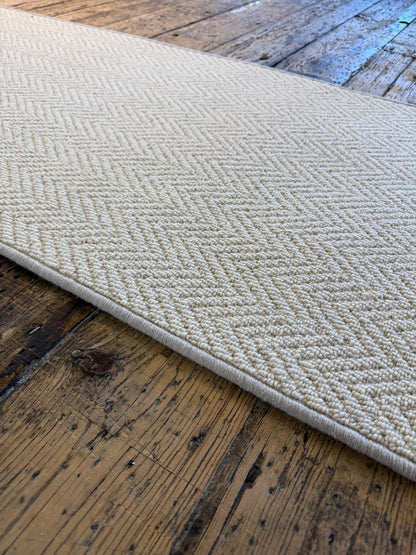 Blanc ivoire herringbone 100% wool hallway runner 70cm x 280cm