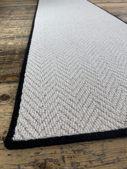Oxford tone herringbone black binding 100% wool hallway runner 55cm x 200cm