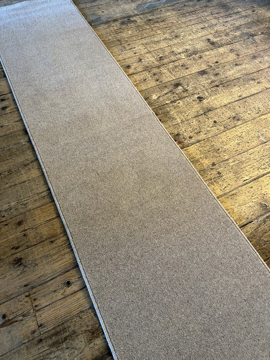 Taupe brown 80/20 wool hallway runner 70cm x 397cm