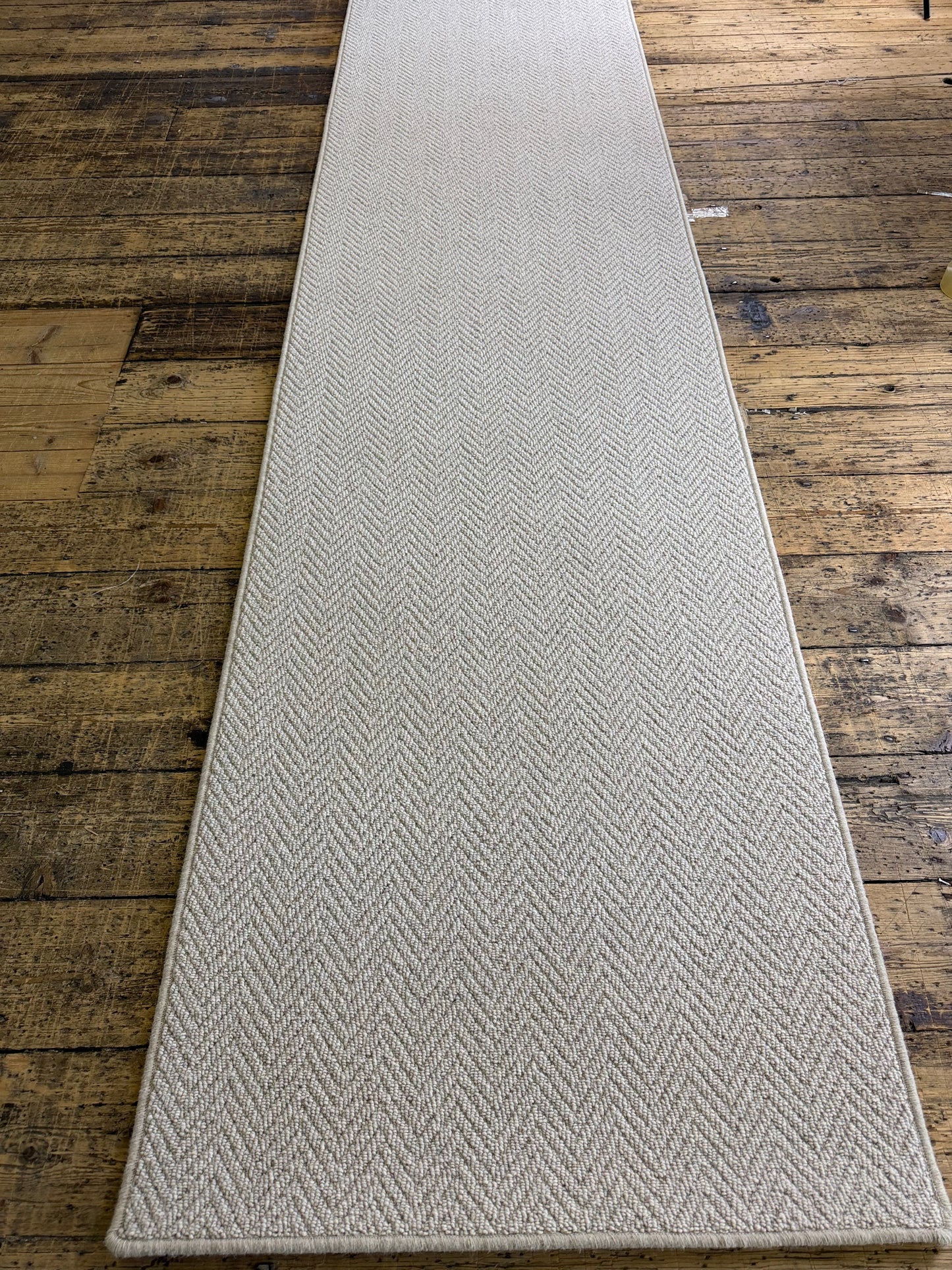 Aran herringbone 100% wool hallway runner 80cm x 350cm