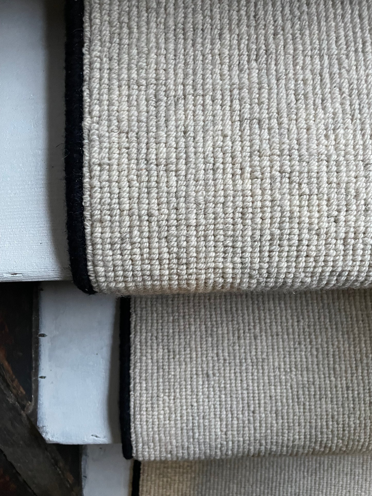 Cream 100% wool Berber stairs runner