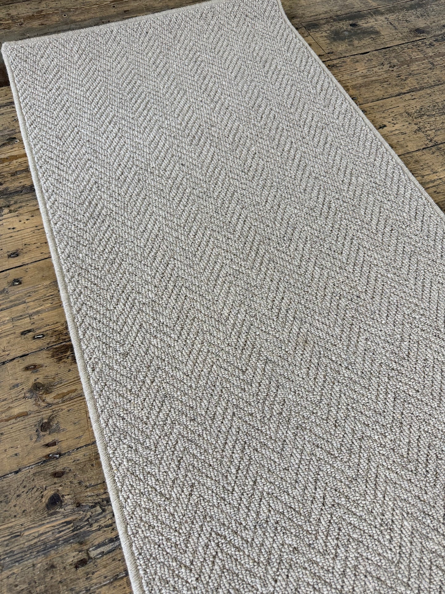Griege herringbone 100% wool hallway runner 70cm x 241cm