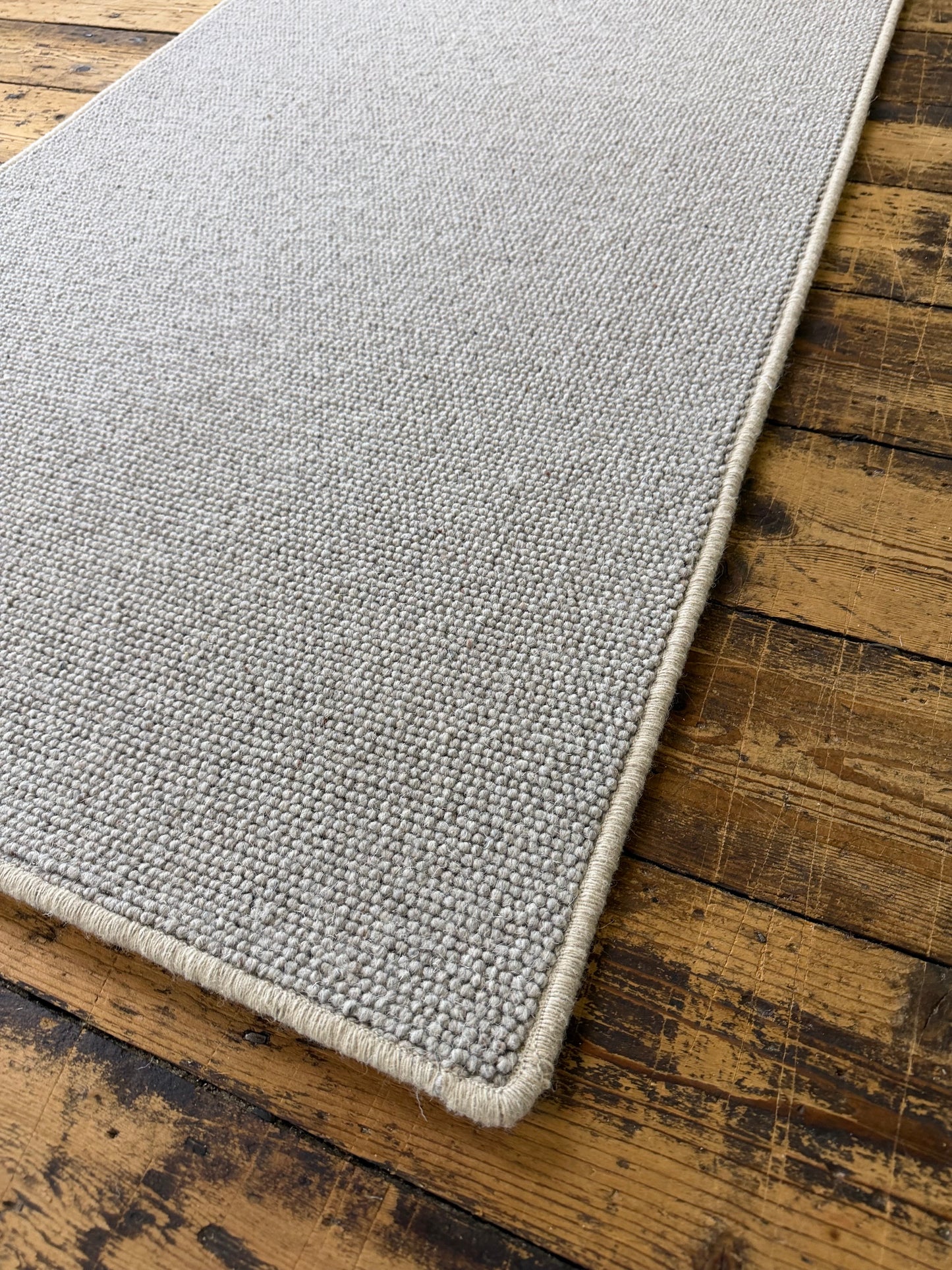 Pewter 100% wool hallway runner 80cm x 255cm
