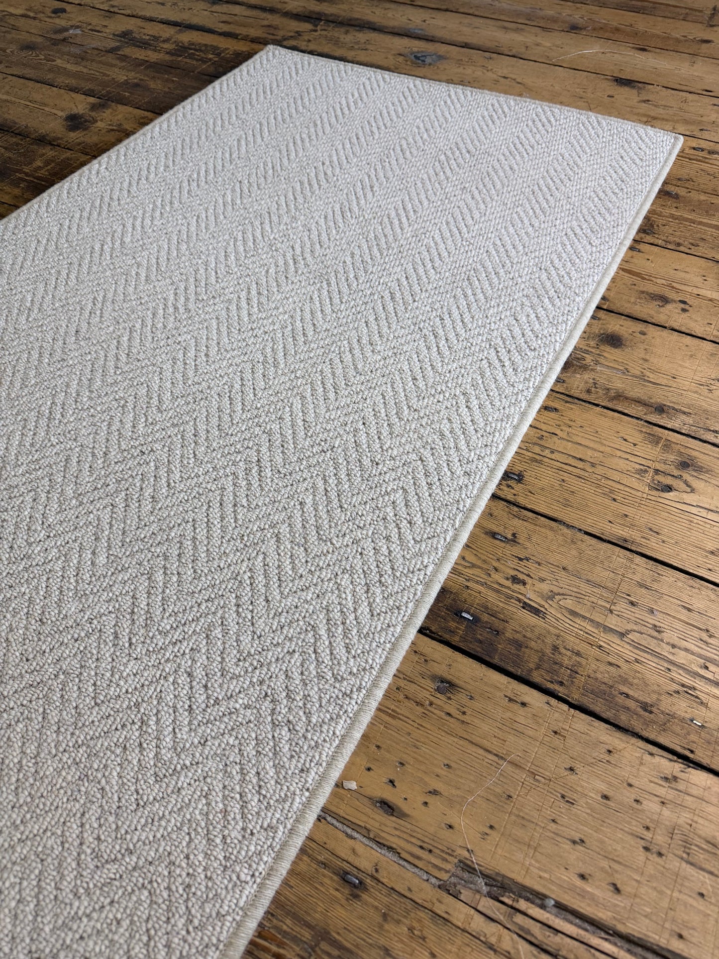 Aran herringbone 100% wool hallway runner 80cm x 350cm