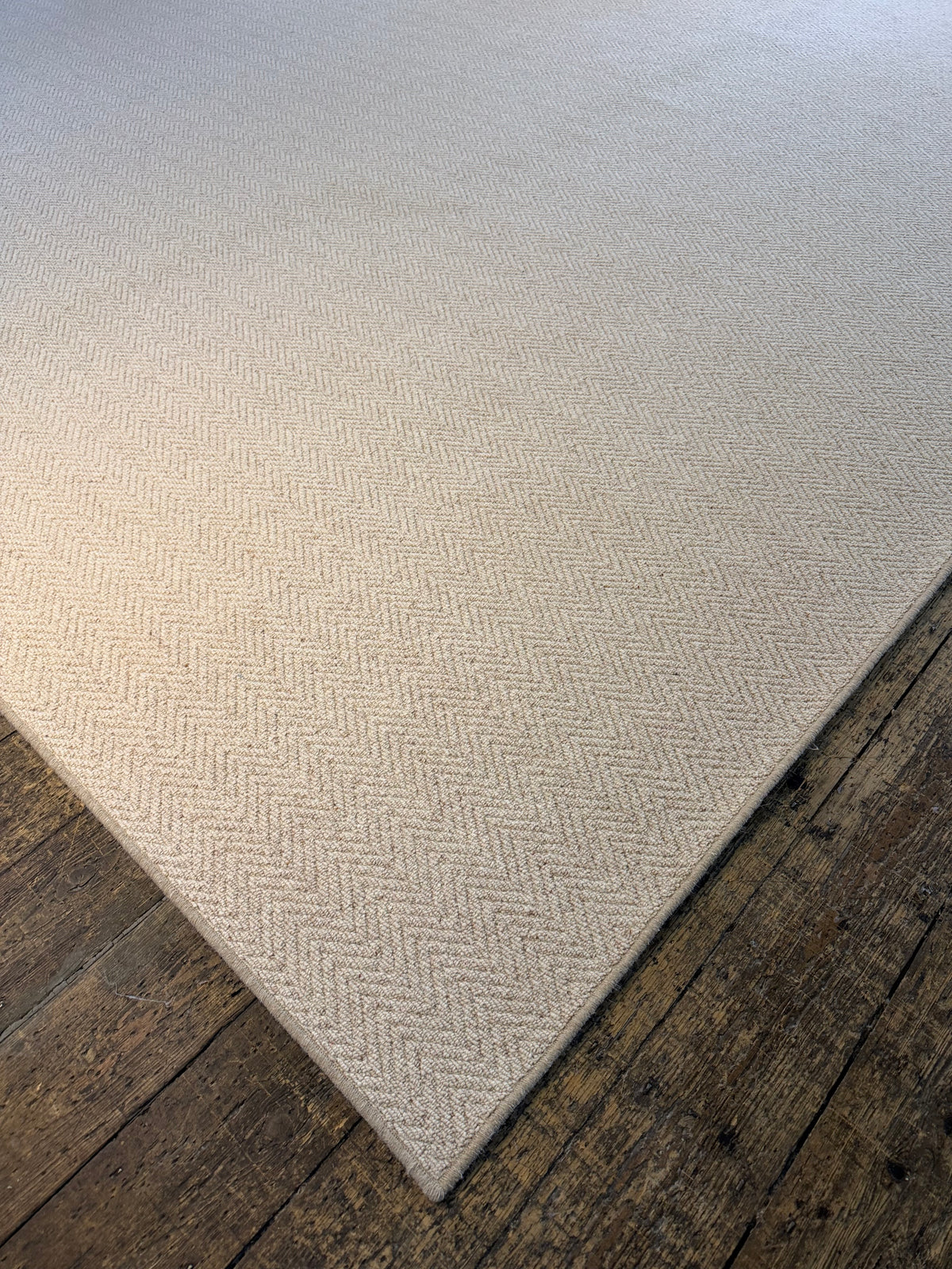 Pine herringbone 100% wool rug 385cm x 398cm