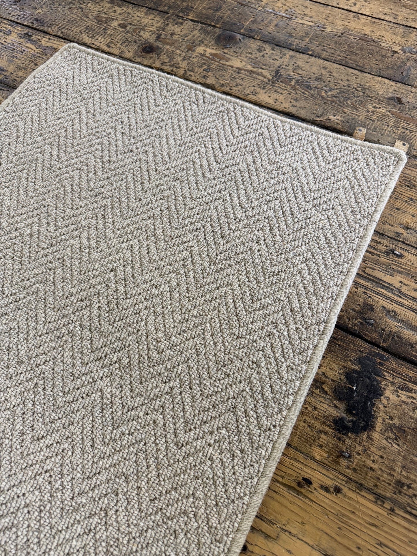 Griege herringbone 100% wool hallway runner 70cm x 241cm