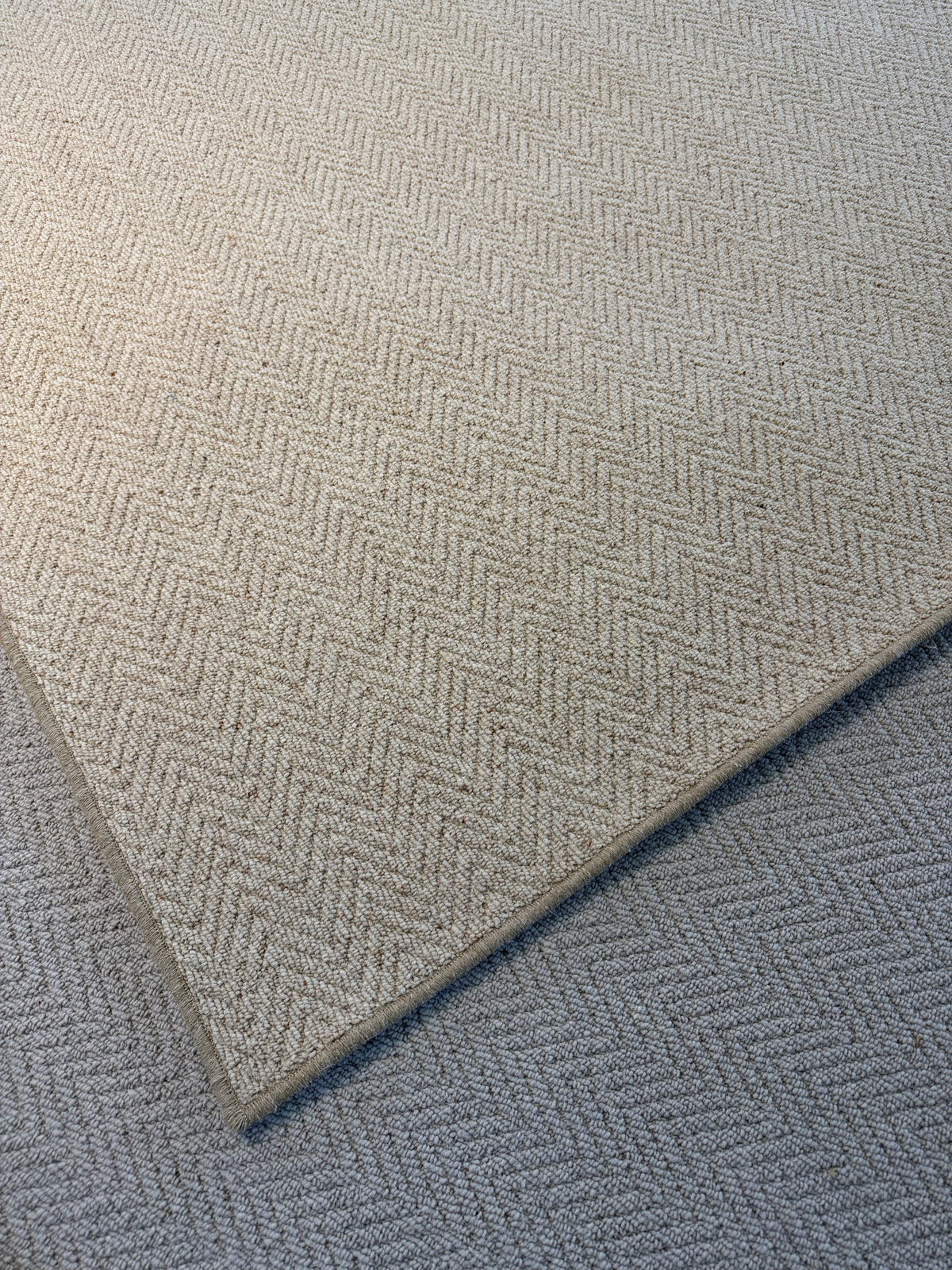 Pine herringbone 100% wool rug 385cm x 398cm