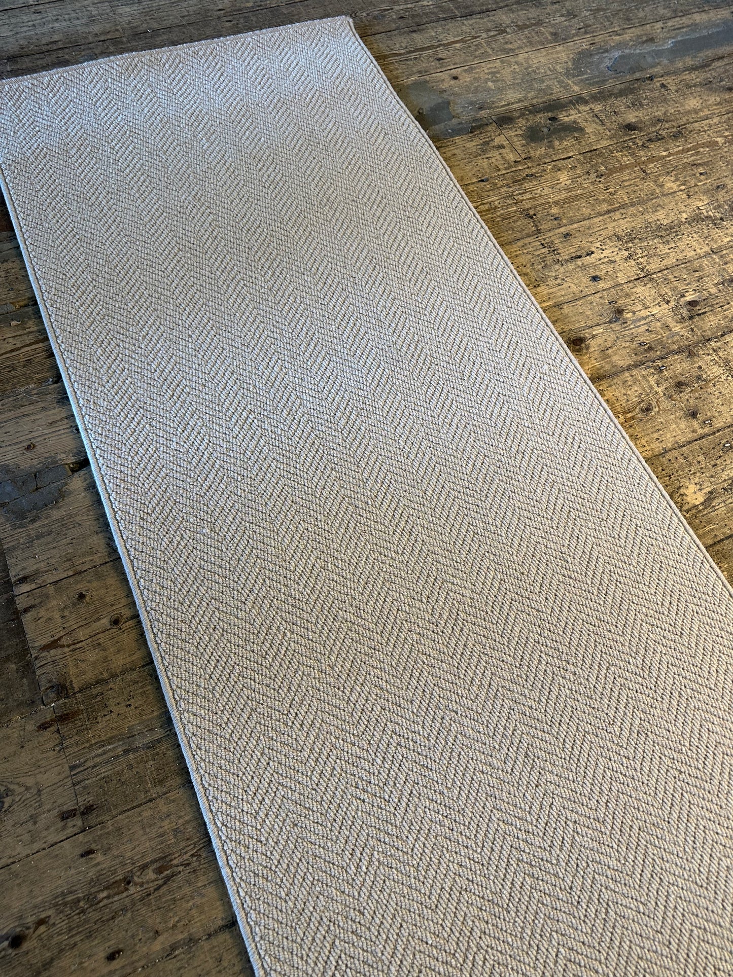 Herringbone 100% wool hallway runner 82cm x 238cm