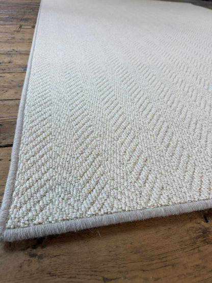 Cream herringbone 100% wool rug 200cm x 300cm