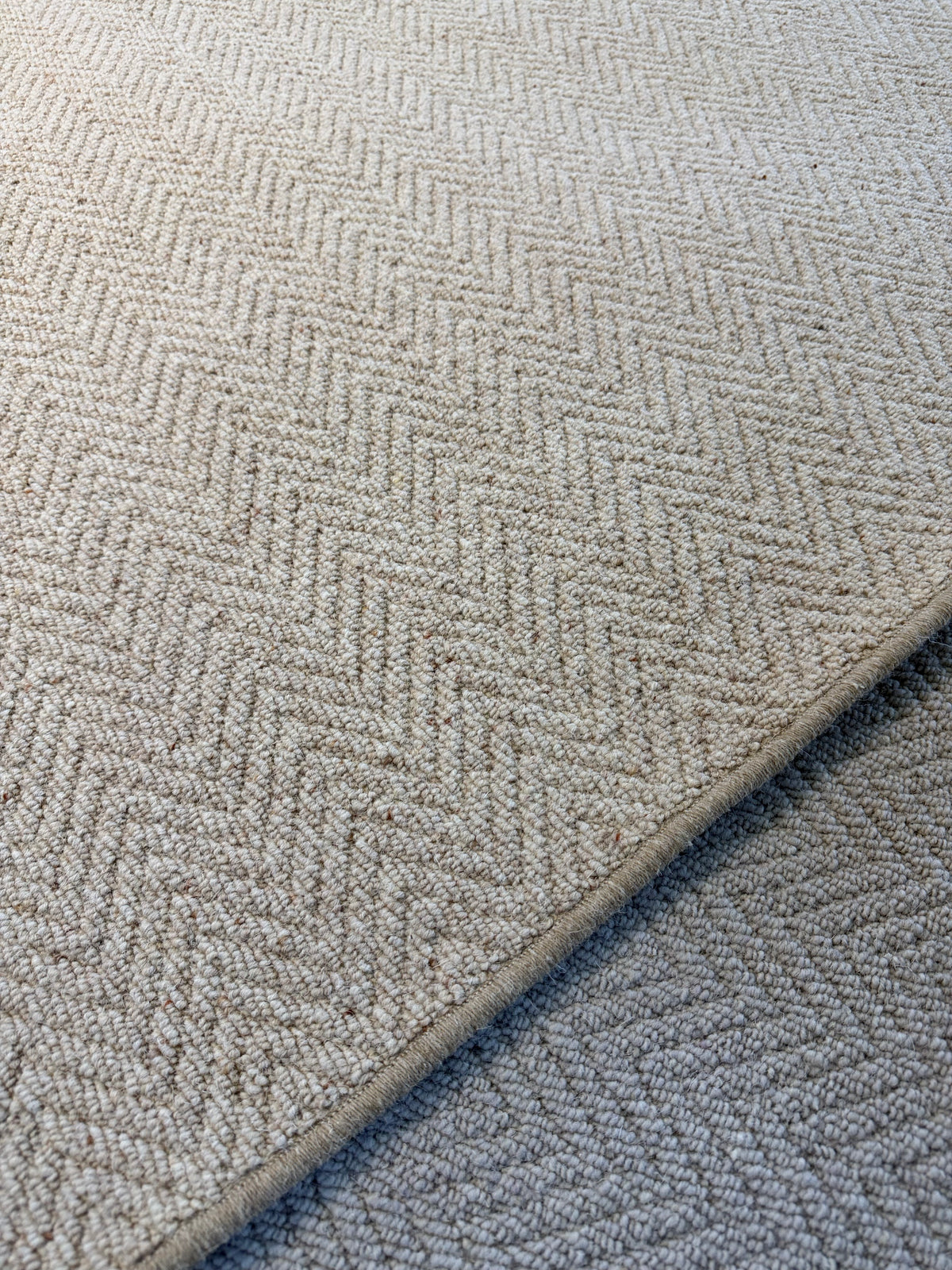 Pine herringbone 100% wool rug 385cm x 398cm