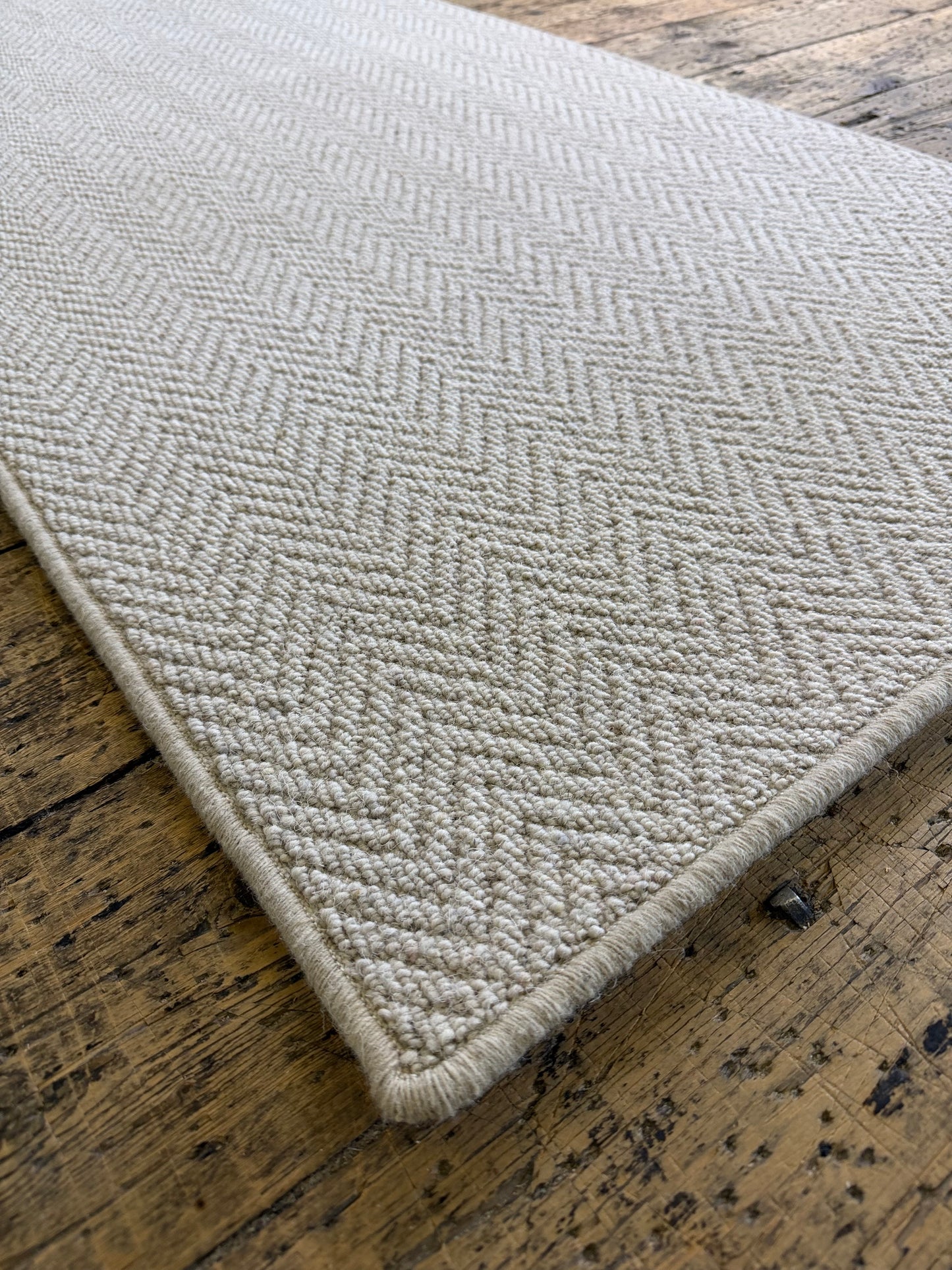Aran herringbone 100% wool hallway runner 80cm x 350cm