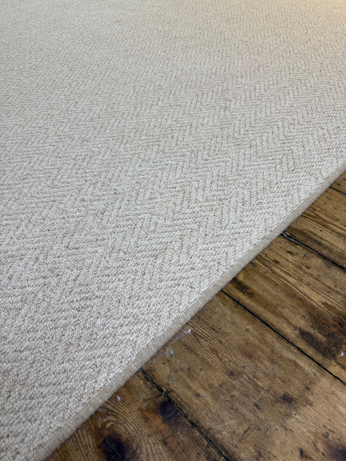 Pine herringbone 100% wool rug 385cm x 398cm